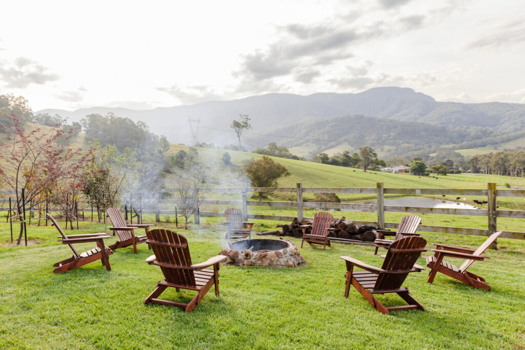 fire pit calley view farmhouse farmstay accommodation holiday home calderwood shellharbour kiama south coast nsw